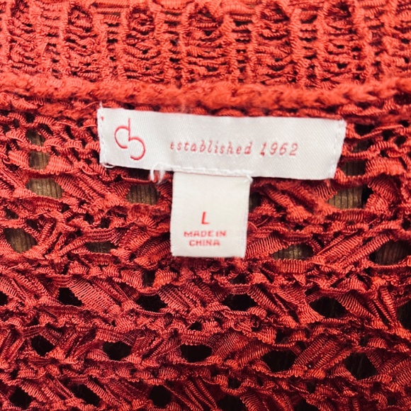 Established 1962 L Openwork Boat Neck Terracotta Sweater Pullover Ribbon Yarn - Picture 2 of 11